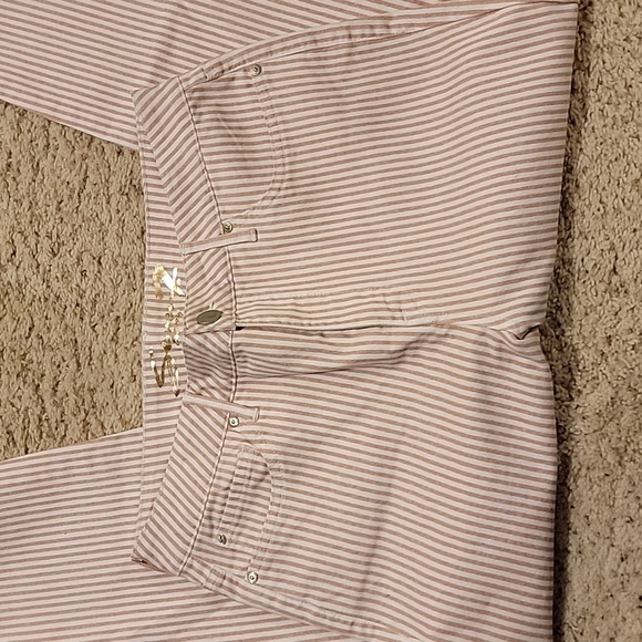 Seven7 Mauve and White Striped Pants HIGH RISE SKINNY - Picture 4 of 7